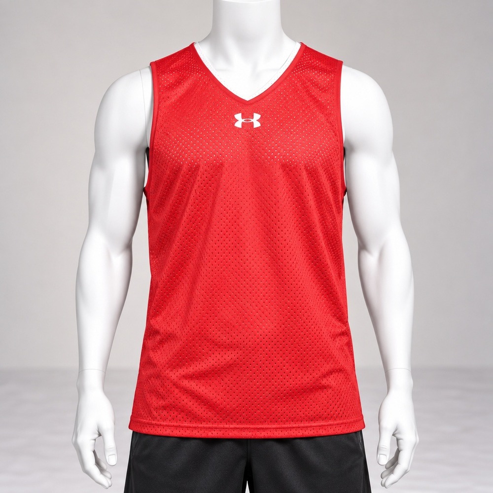 NWT Under Armour Tank Top Boys YLG Red Reversible HeatGear Mesh Jersey 1241508